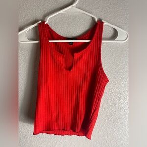 Timing Vibrant Red Ribbed Tank Top